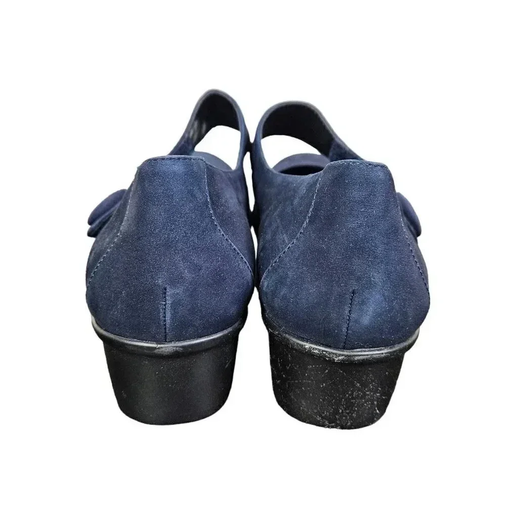 Ros Hommerson Elsa Size 6 Blue  Nubuck  Leather Mary‎ Jane Comfort Wedge